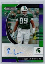 Raequan Williams 252 2020 Prizm Draft #/199 Purple & Green Autograph Spartans