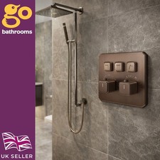 Bronze 3 Way Shower Valve with Push Buttons Triple Outlet Concealed Mixer