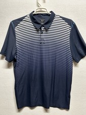 Oakley Reg Fit Polo Shirt Mens XL Blue Striped Ombr  Knit Stretch Pullover