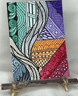 ACEO "Mr & Mrs"  1of 2 Abstract Acrylic & Pen Painting on Paper OOAK Mini Signed — photo 1