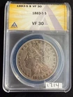 Dark Toned! 1883 S MORGAN SILVER DOLLAR $1 ANACS VF30 VF 30 SCARCE DATE 1714
