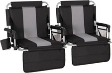 Folding Stadium Seat Bleacher Chair with Cup Holder, Mesh Bag and Hide Hooks, Po