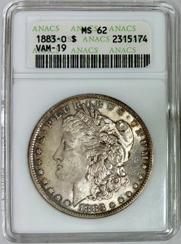 1883-O Morgan Silver Dollar, VAM-19, ANACS MS-62, Soapbox Holder!