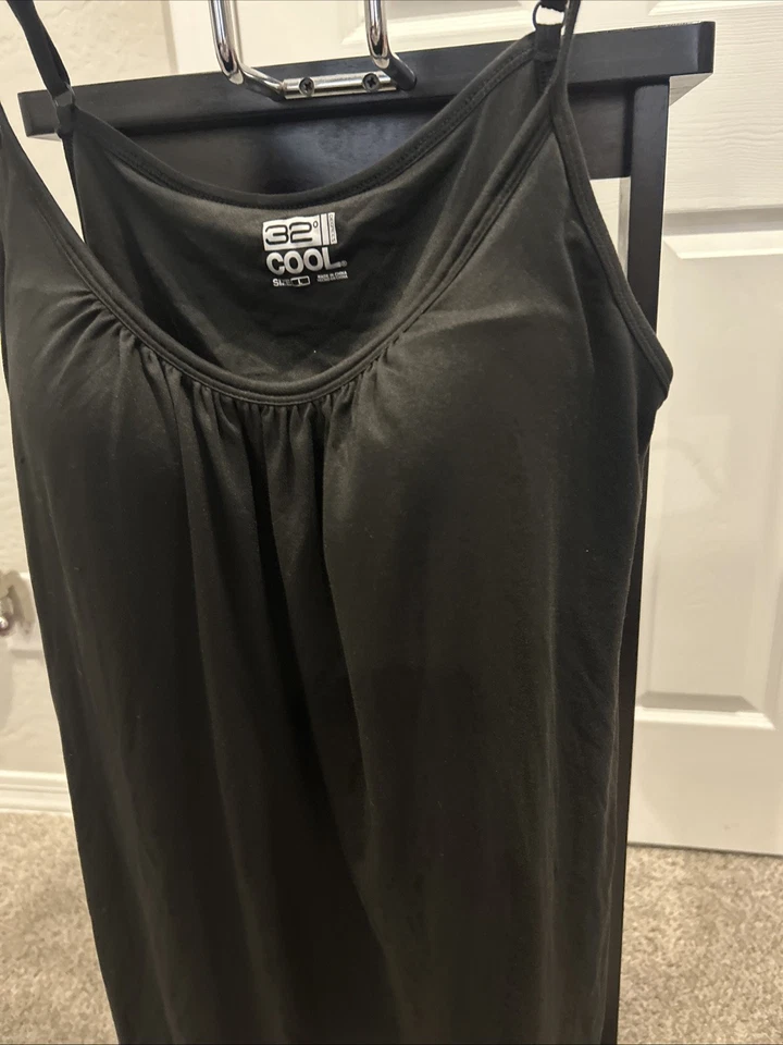 32 DEGREES COOL Tank Top Womens L Black Blouse Built in Bra Comfy Stretch Active - Image 3 of 4