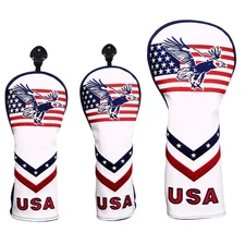 USA Eagle Golf Head Cover Set for Driver & Fairway Woods - 1 3 5 Covers