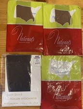 Vintage Stockings 3 National's Size B Medium 9 1/2-10 1/2 Beige/black Hudson  s