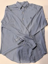 Men's POLO RALPH LAUREN Shirt Size 16 LARGE BLUE CHECKERED Button Front