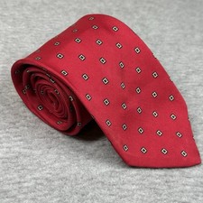 Vintage Brooks Brothers Red Silk Geometric Tie Made in USA All Silk Necktie