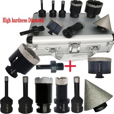 Dry Diamond Core Drilling Bit Set Tile Hole Saw Kit For Porcelain Marble Masonry