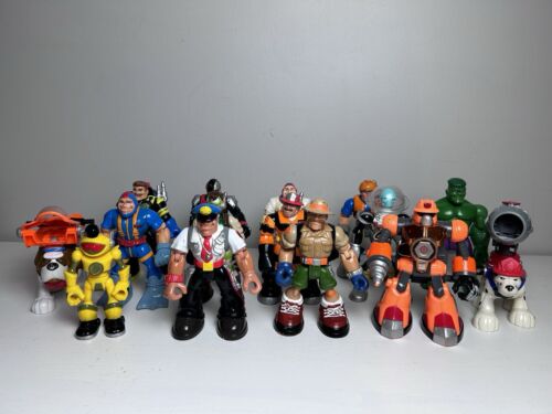Fisher Price Rescue Heroes Mattel Action Figures Fireman Dog K-9 VTG Toys Lot