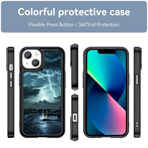 Rubber Case For iPhone SE4 16e 14 15 16 Plus Pro Max Meteoric rainfall raindrops - Picture 13 of 25