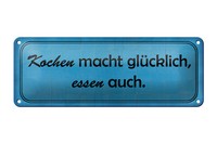Blechschild Spruch 27X10 Cm Kochen Macht GlüCklich Essen Deko Schild Tin Sign