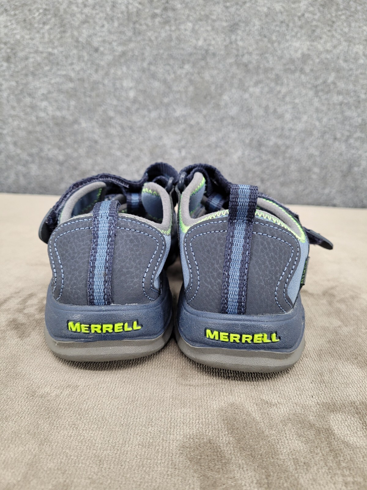 Sandali Merrell Hydro Hiker ragazzi 2 M punta berretta gancio e anello in pelle blu tessuto