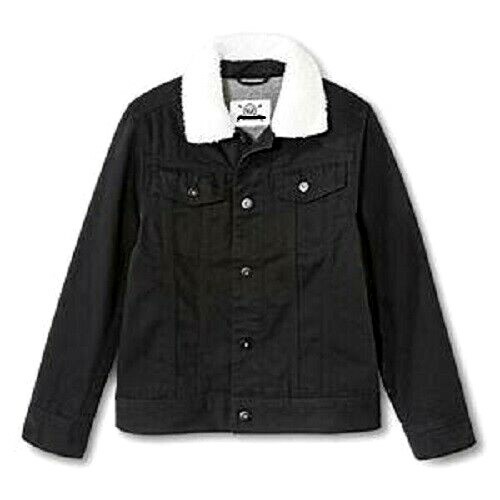 black denim jacket with sherpa collar