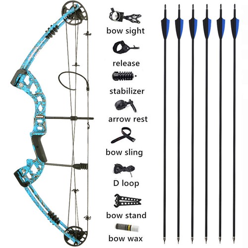 30-60lbs Compound Bow Arrows Kit Archery Fishing Hunting Adult Target Shooting - Picture 23 of 38