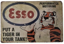 Esso Tiger in Tank Tin Sign (Flying A Pegasus Gulf Union Gas Oil  Gulf) 4074