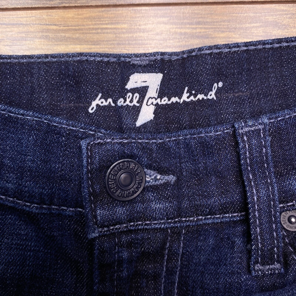 Женские джинсовые шорты 7 For All Mankind 25 с заниженной талией эластичные с манжетами - Изображение 3 из 4