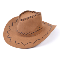 Cowboy Hut Leder NäHte Brown Erwachsene Wild West & Indianer KostüM