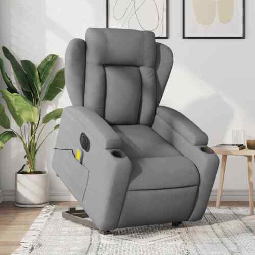 Electric Massage Lift Chair Light Grey Fabric-