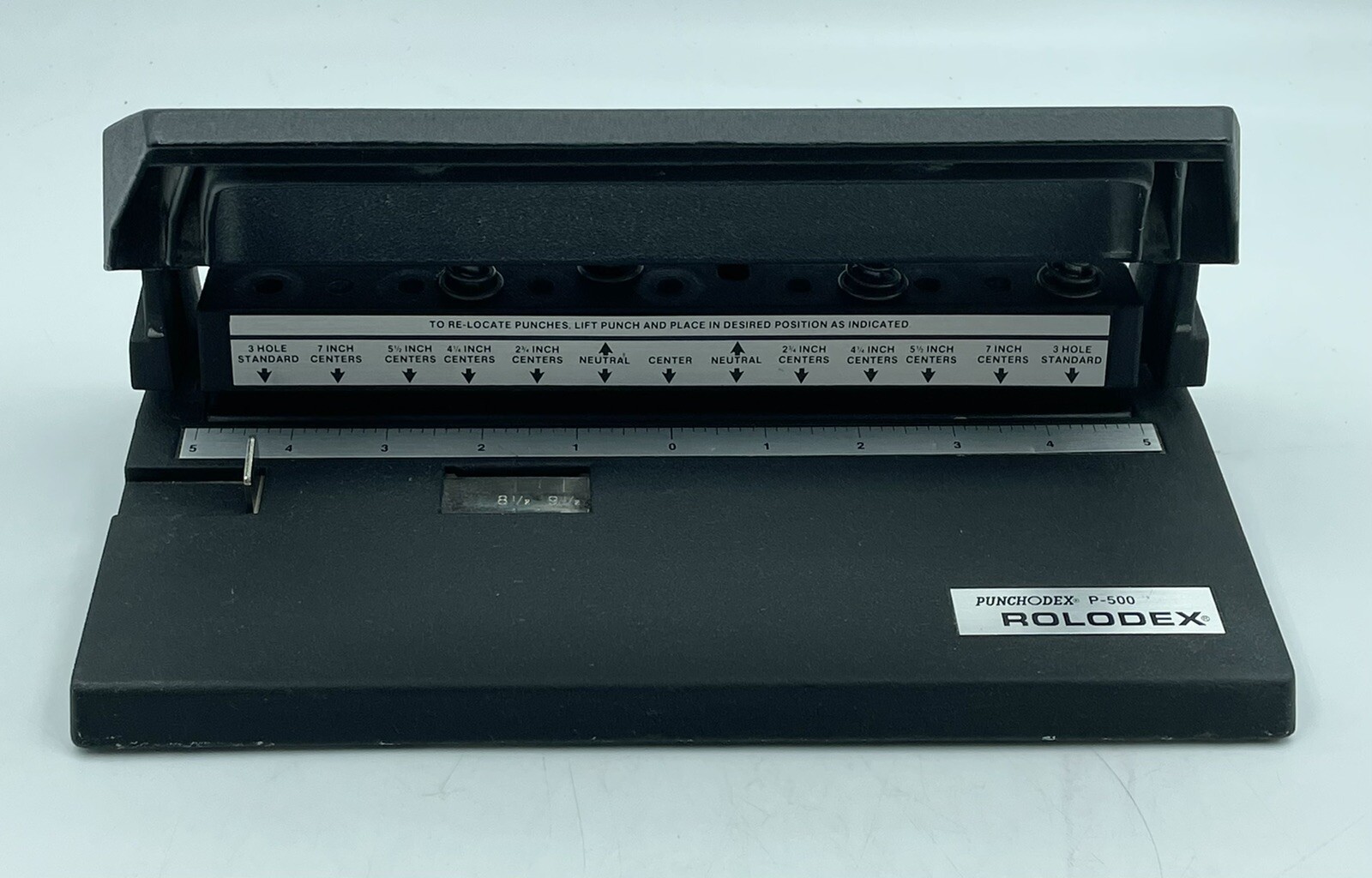 Rolodex Punchodex Heavy Duty 3 Hole Punch P500 Adjustable Black with 4