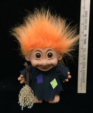 Troll Doll Russ Witch Outfit Halloween Orange Hair Attached Hat Vintage 11"