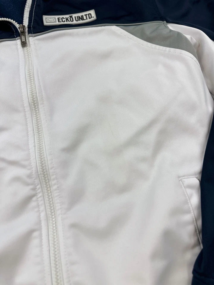 Ecko Unltd Jacket Mens XL White Tricot Track Colorblock Long Sleeve Full Zip - Image 3 of 4
