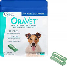 ORAVET Dental Hygiene Chews for Small Dogs 10-24 pounds, 30-Count Pack
