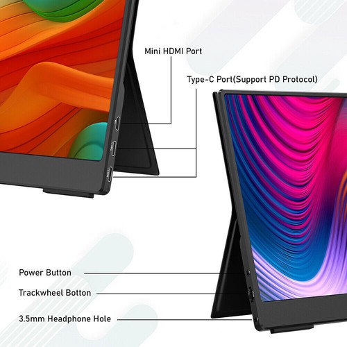 14" Portable Monitor IPS 1080P Extender Screen USB C for Laptop Phone PS5 Switch - Picture 4 of 20