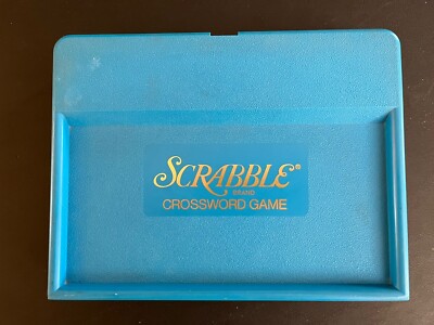 SCRABBLE Crossword Game Travel Edition Blue Plastic Case c.1948 USA COMPLETE!