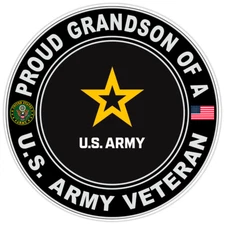 Proud Grandson of a United States Army Veteran Bumper Sticker Military Decal 5"