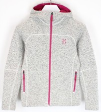 HAGLOFS Swook Hoodie Women's SMALL Melange Knitted Raglan Sleeve Pockets Logo