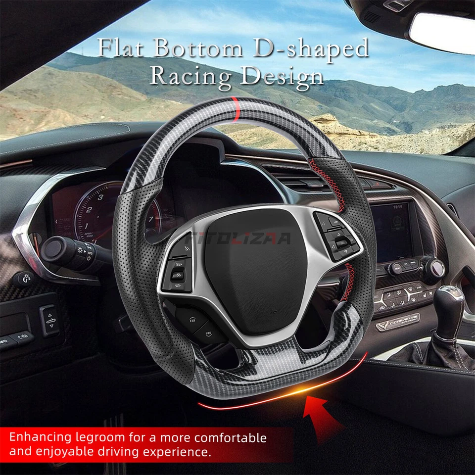 Volante de fibra de carbono Hydro Dip para Chevrolet Corvette C5 C6 C7 Foto 4 de 4