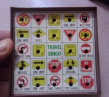Vintage Auto Travel Highway Vacation Kids Bingo Game w/ Pegs
