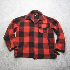 Vintage Woolrich Jacket Mens M Red Buffalo Plaid Mackinaw Zip Wool Camp 60s