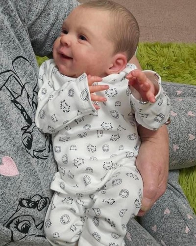 Real Life Reborn Baby Dolls Newborn 18in Smile Realistic Baby Doll Painted Hair