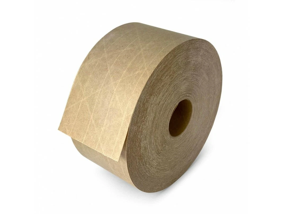 Kraft Paper Tape Reinforced Fiber Water Activated Sealing 70mm x 450' (1  Roll)