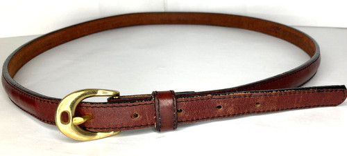 Leegin Women's Skinny 9/16"  Leather Belt Solid Brass Buckle  Size 32