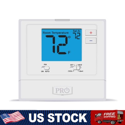 Non-Programmable 2H/1C Heat Pump Thermostat 4 Sq. Inch Display Blue