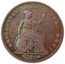 1831 GREAT BRITAIN PENNY KING WILLIAM IV COPPER COIN VERY FINE CONDITION