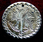 1843 SILVER SEATED LIBERTY DIME LOVE TOKEN ' S M OR M S' ENGRAVED BEVELED EDGE !