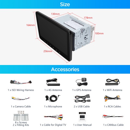 8Core Android 14 4+64GB Car Stereo GPS Nav Radio 10.1" Rotating Screen Head Unit - Picture 20 of 20