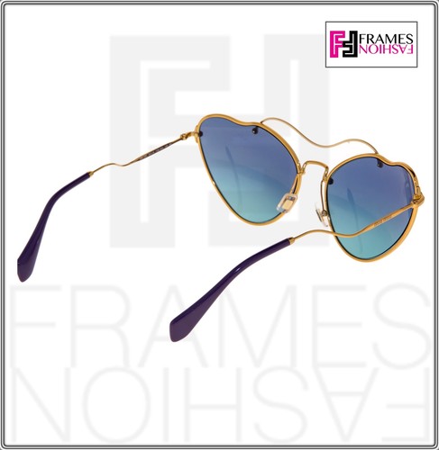 MIU MIU SCENIQUE Butterfly 55R Blue Gold Cat Eye Metal Wave Sunglasses MU55RS - Picture 6 of 10