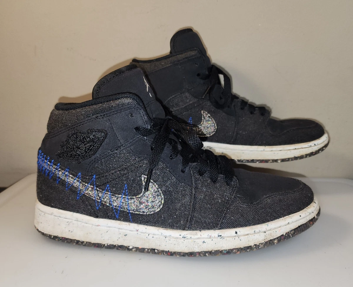 Air Jordan 1 Mid SE Size 8 Mens Crater Black Racer Blue Nike 