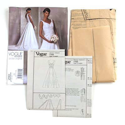 Vogue Patterns Bridal Original V1163 Wedding Gown Dress Size AA 6