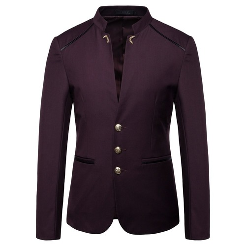 Chinesischer Stil Mandarin Stehkragen Business Casual Slim Fit Blazer Jacke Mantel - Bild 18 von 18