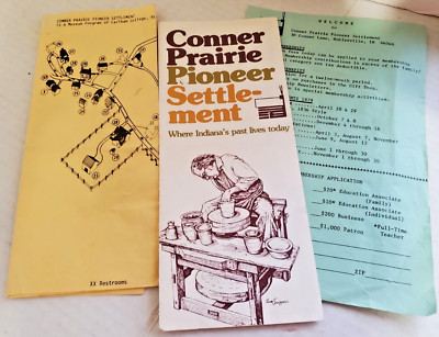 Conner Prairie Pioneer Settlement ~ Noblesville Indiana  1979 Vtg Brochure + Map
