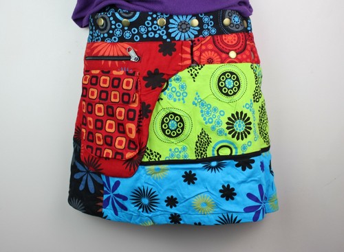 Minifalda Retro Festival PSY Trance Rave Hippie 1 Talla Fanny Bolso Comercio Justo PS1 - Imagen 14 de 17