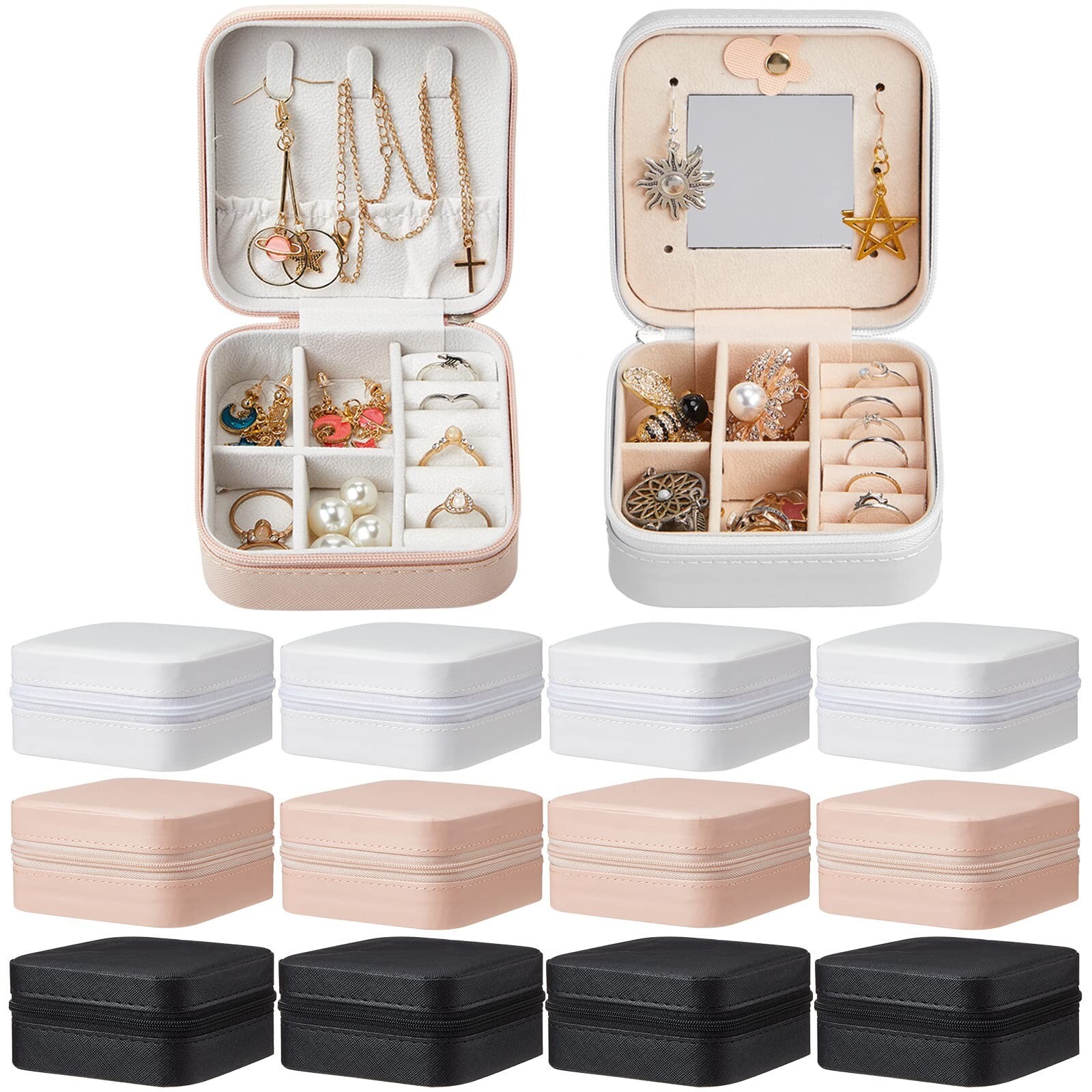 Yinkin 12-Piece Travel Jewelry Organizer Box Set for Bridesmaid Gifts