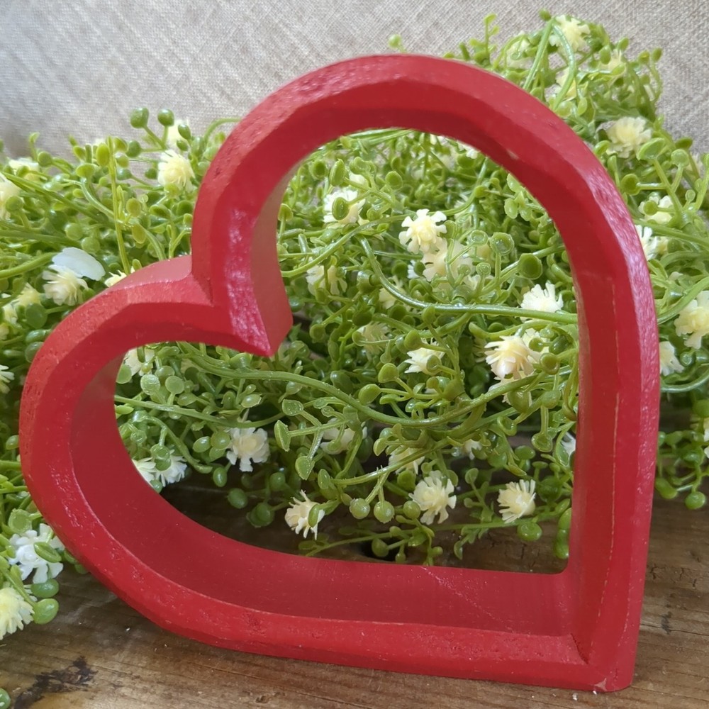 NEW Valentine's Day Heart Shelf Sitter Modern Wood Decor