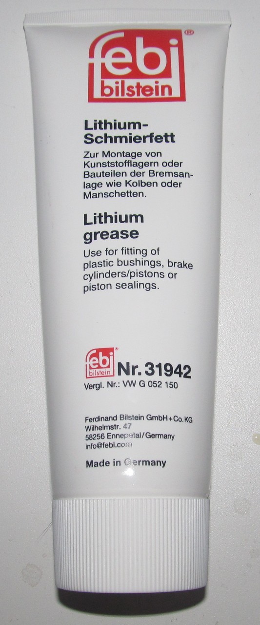 FEBI 31942 LITHIUM GREASE 180G FOR Plastic Bushes, Brake/Clutch ...